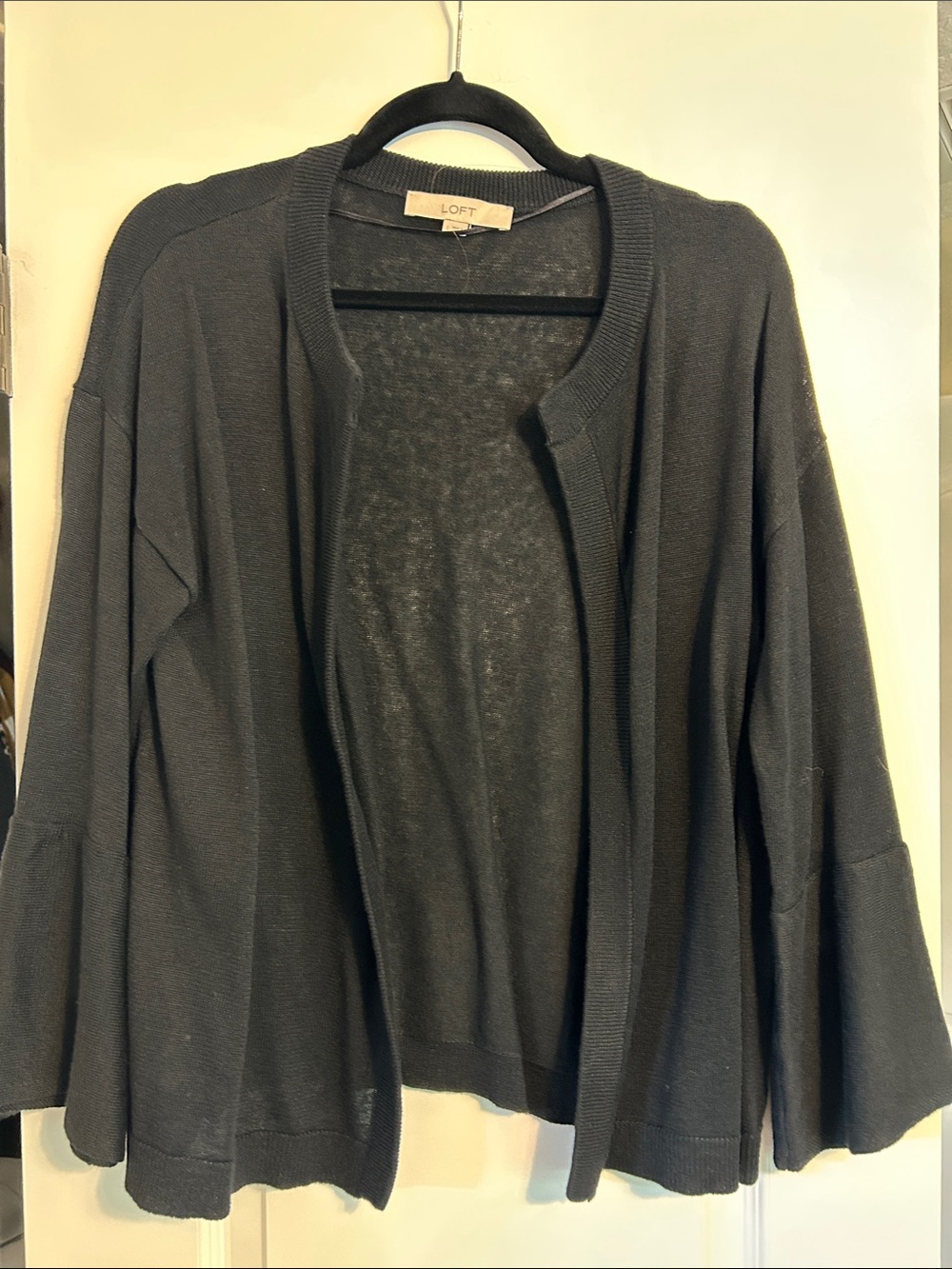 LOFT Black Open-Front Lightweight Cardigan